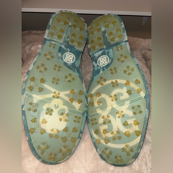 G/FORE White Leather Oxfords with Teal Sole Accent - Picture 6 of 7